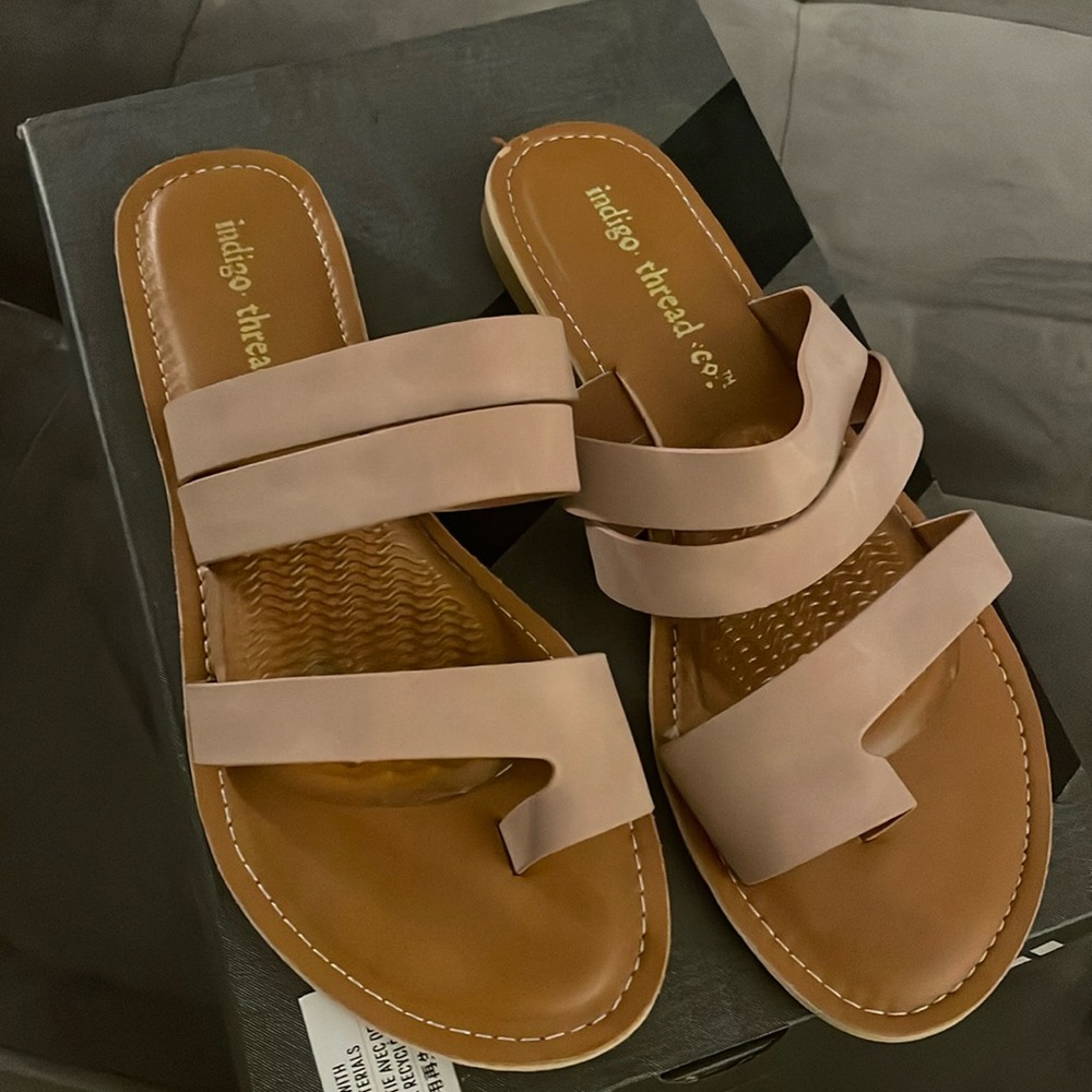 Indigo thread sandals